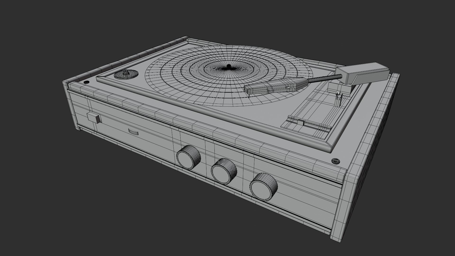 Vintage record player Free 3D model_8