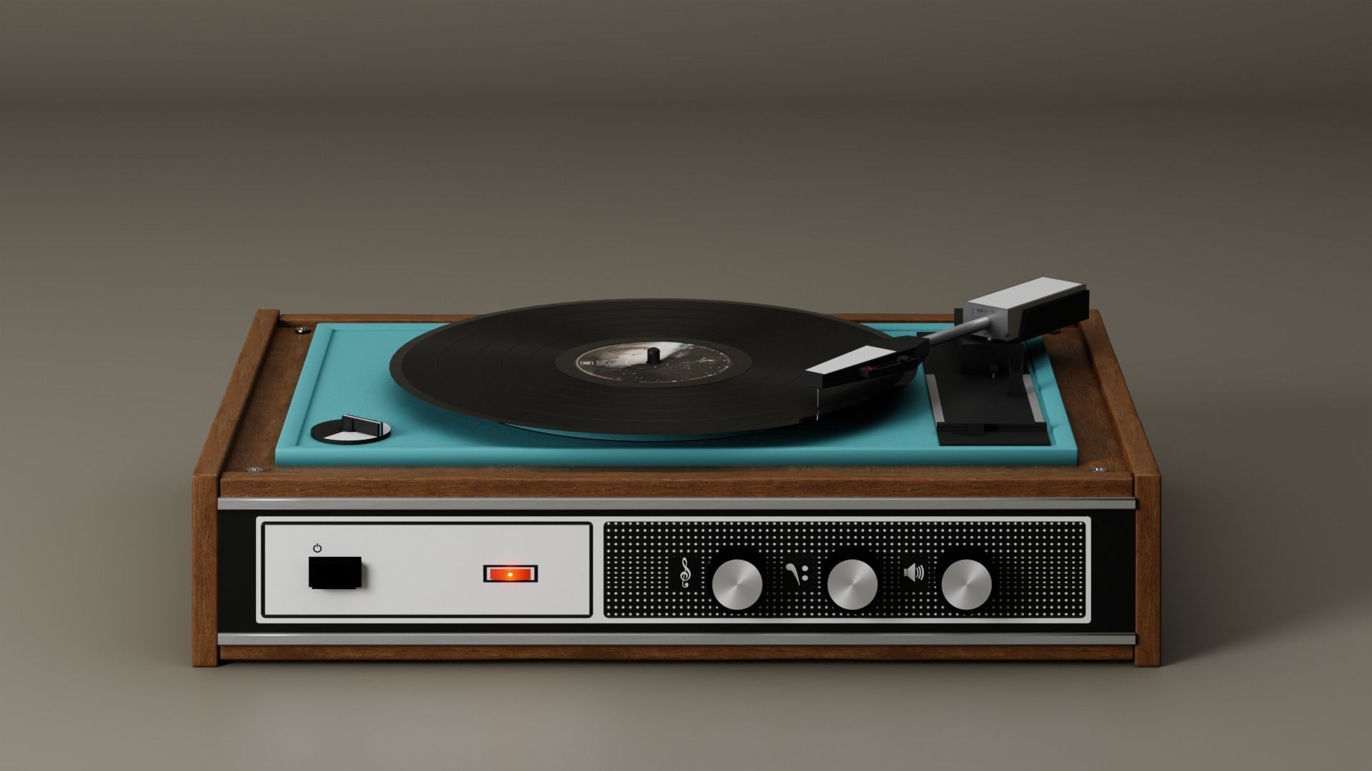Vintage record player Free 3D model_2