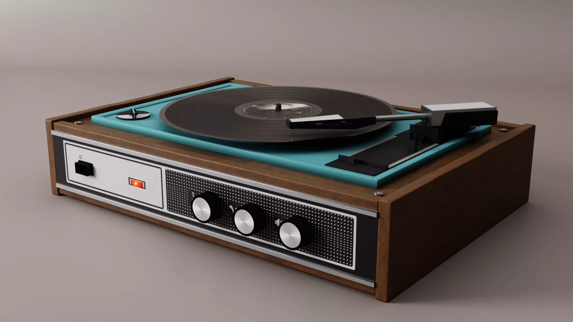 Vintage record player Free 3D model_0