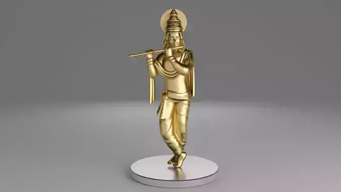 KRISHNA 3D MODEL gold statue of lord