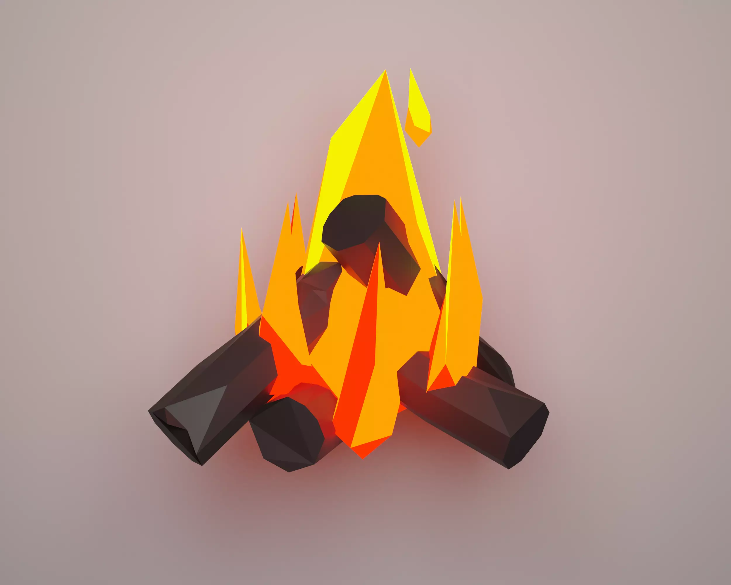 Campfire bonfire Low-poly 3D model_0