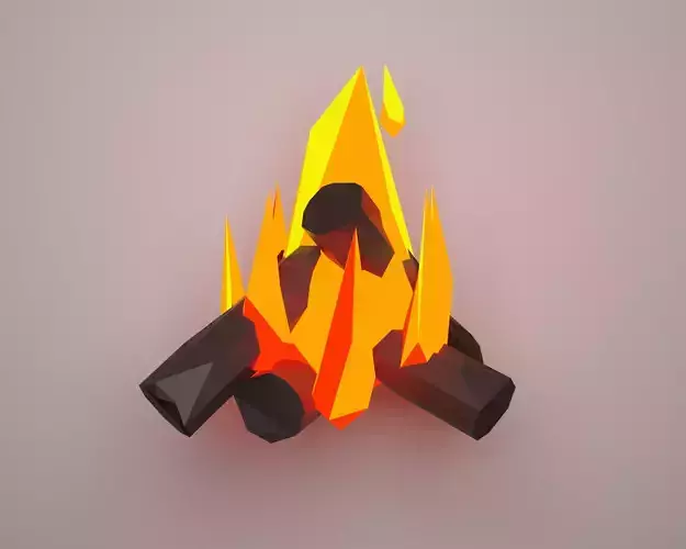 Campfire bonfire Low-poly 3D model