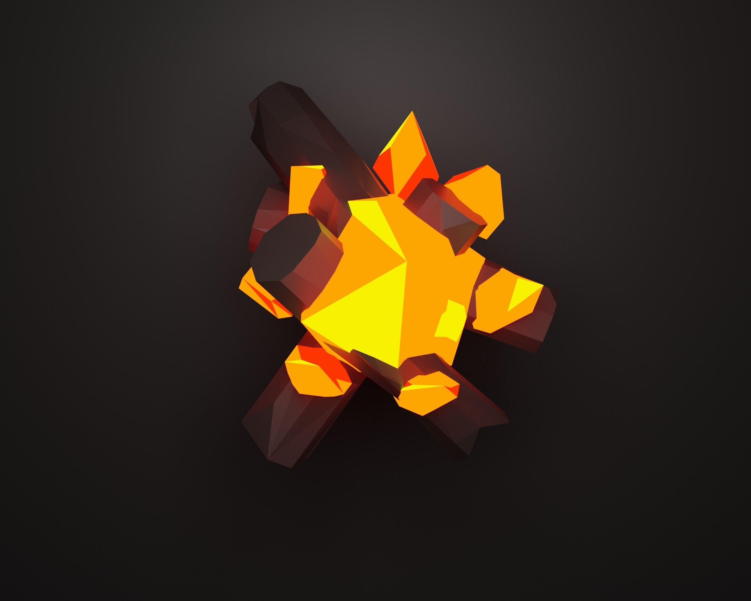 Campfire bonfire Low-poly 3D model_6