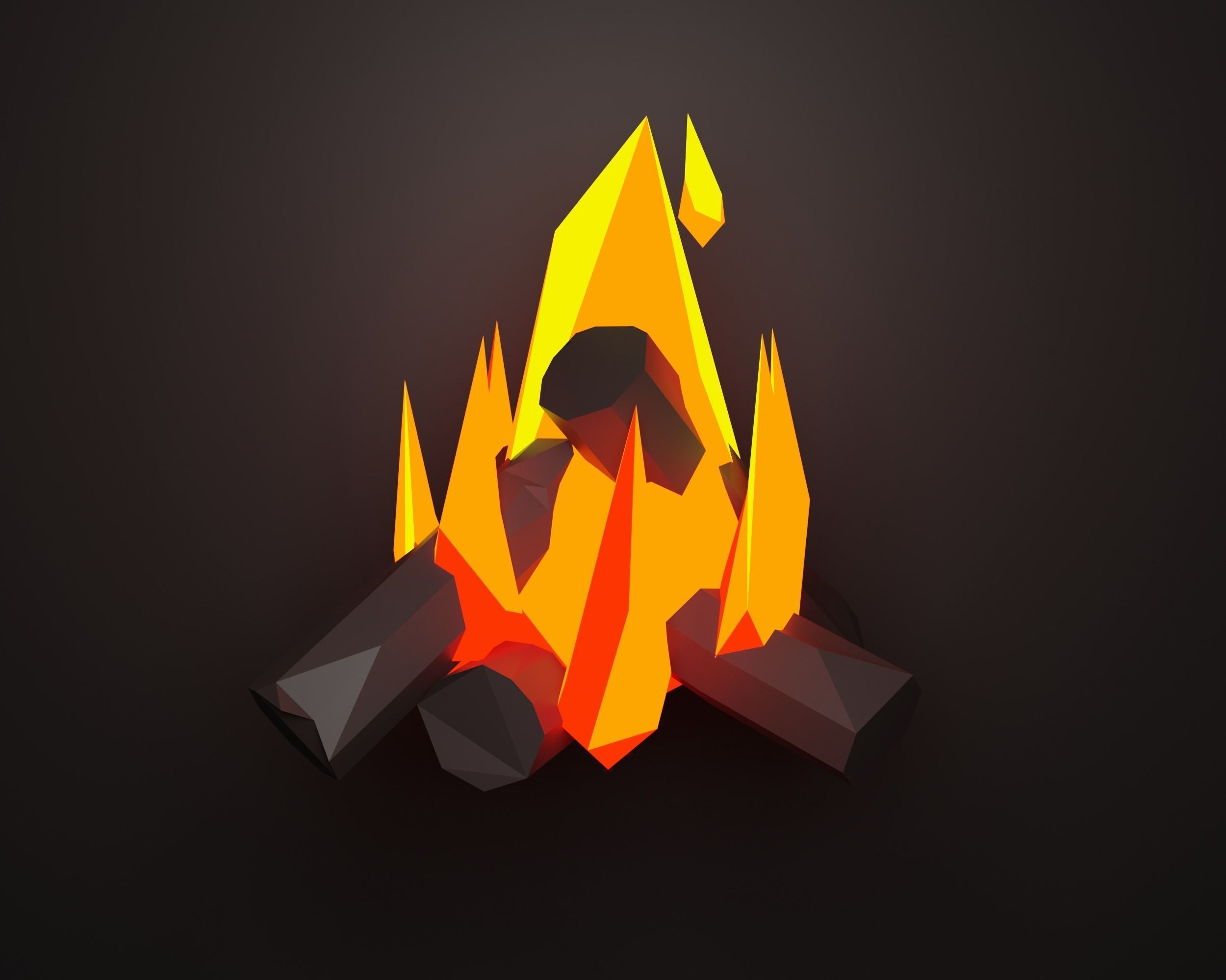 Campfire bonfire Low-poly 3D model_1