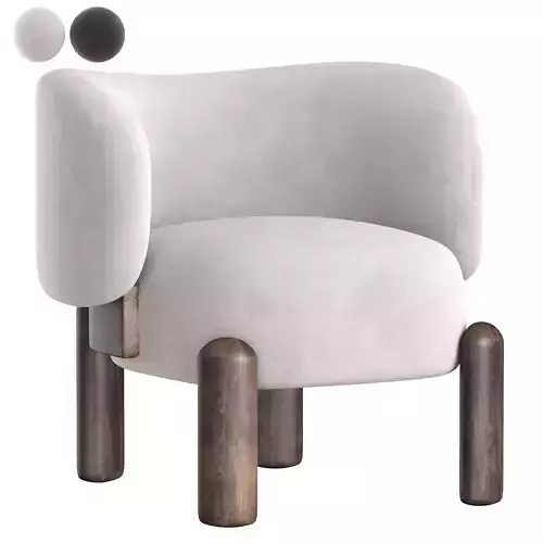 Armchair lounge chair with brass legs 3D model