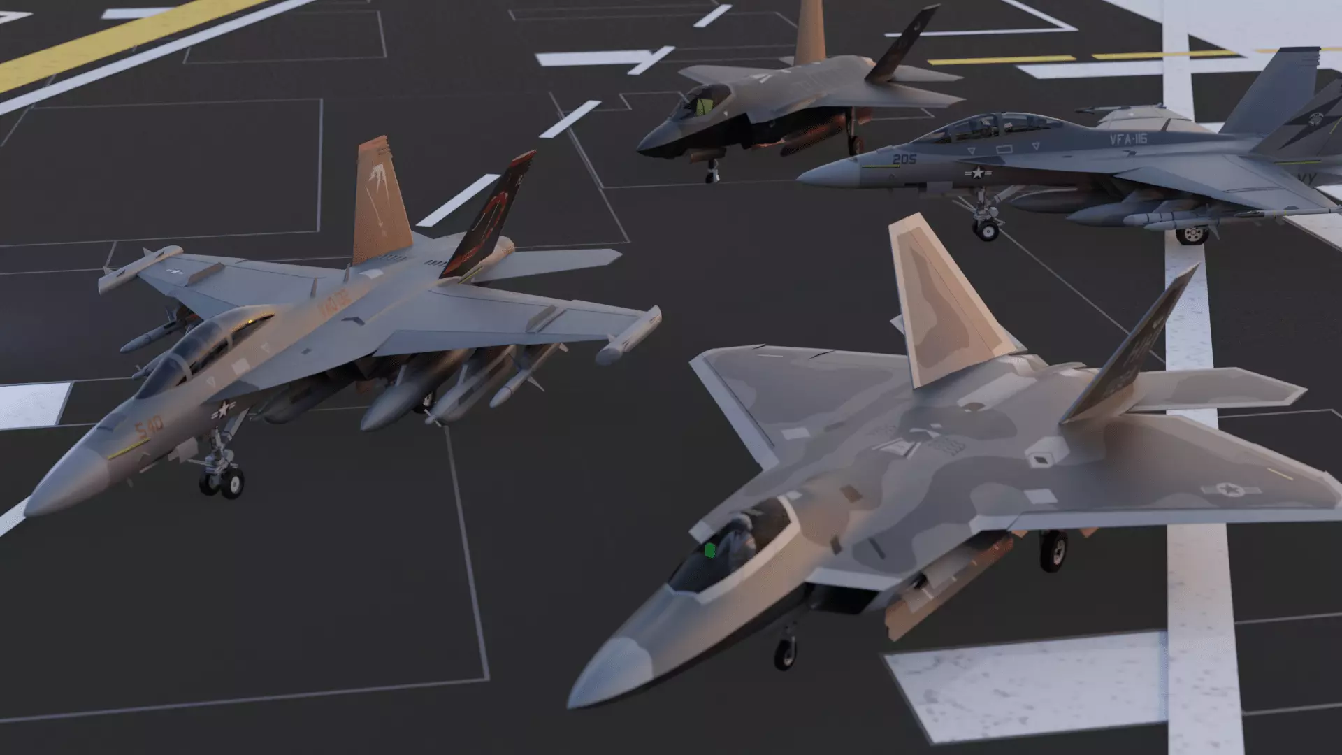 Fighter Jets Packs 6th Gen Low-poly 3D model