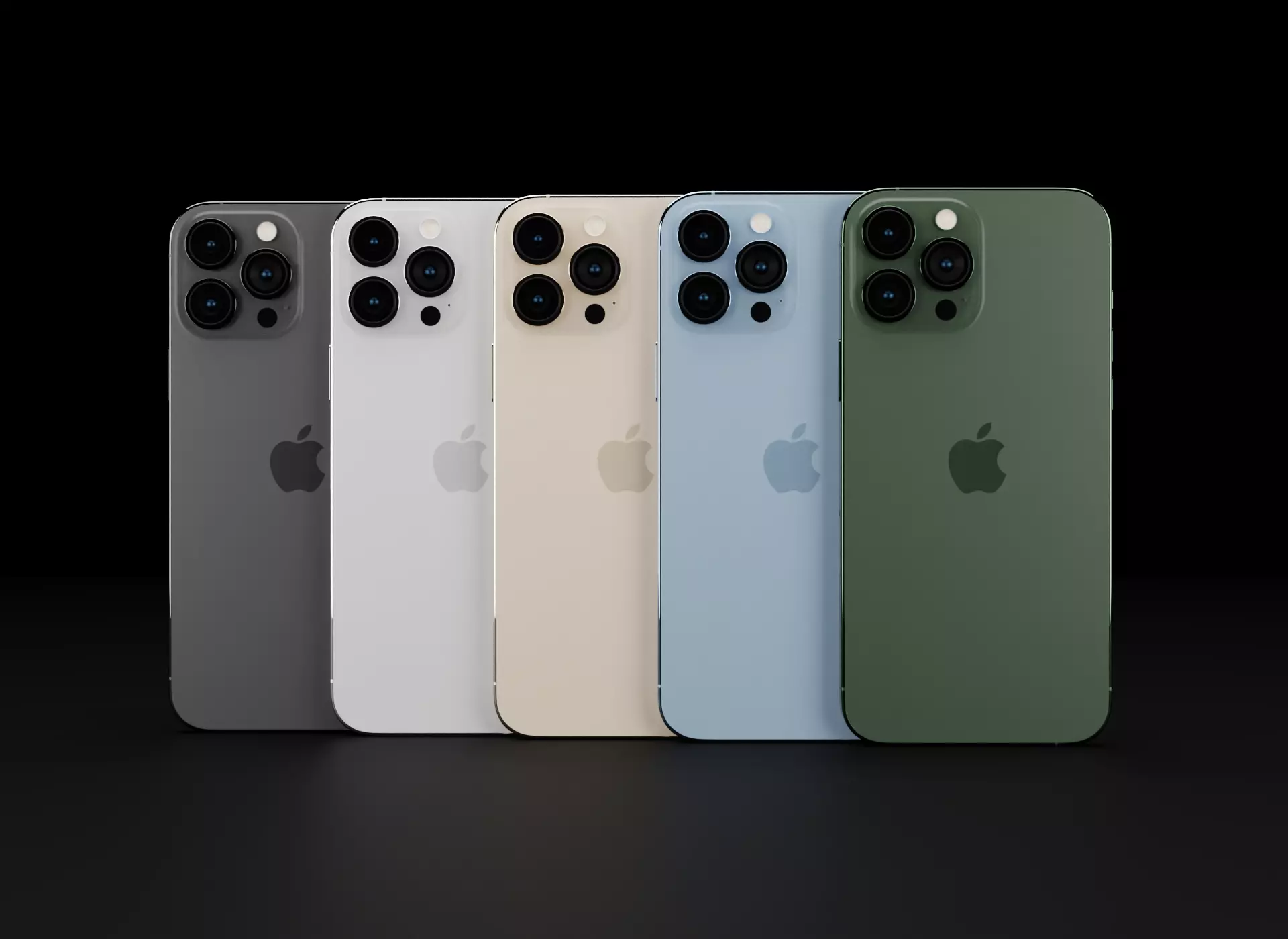Apple iPhone 13 Pro Max in all Official Colors Low-poly 3D model