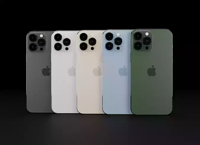 Apple iPhone 13 Pro Max in all Official Colors  Low-poly 3D model