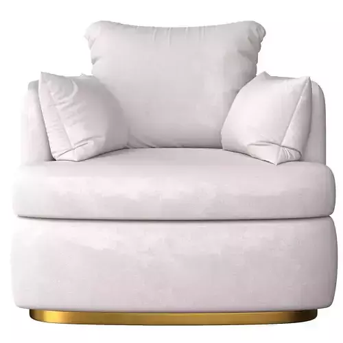 Armchair velvet swivel chair with gold legs 3D model
