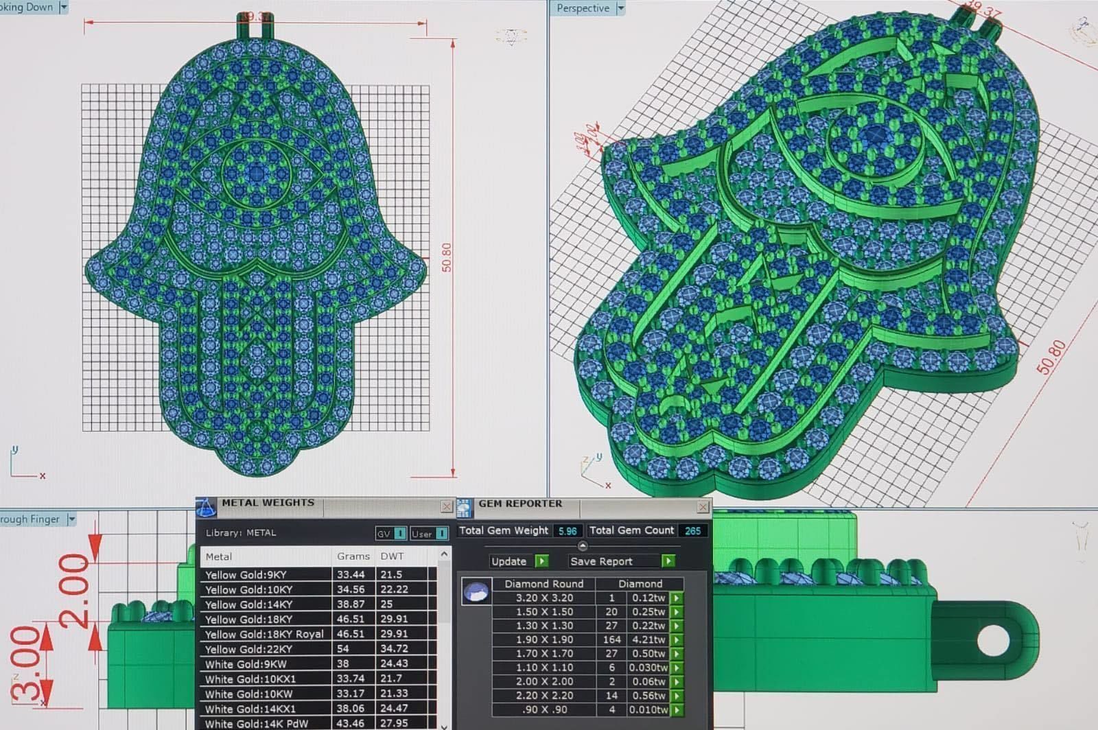 HAMZA HAND PENDANT FILLED OF DIAMONDS 3D print model_1