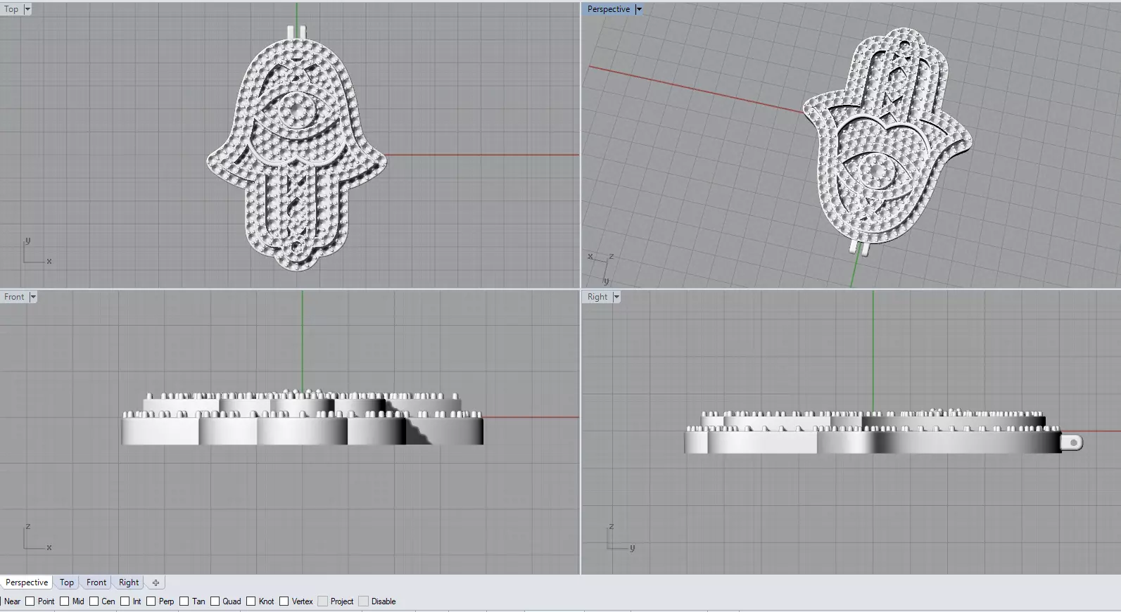 HAMZA HAND PENDANT FILLED OF DIAMONDS 3D print model_0
