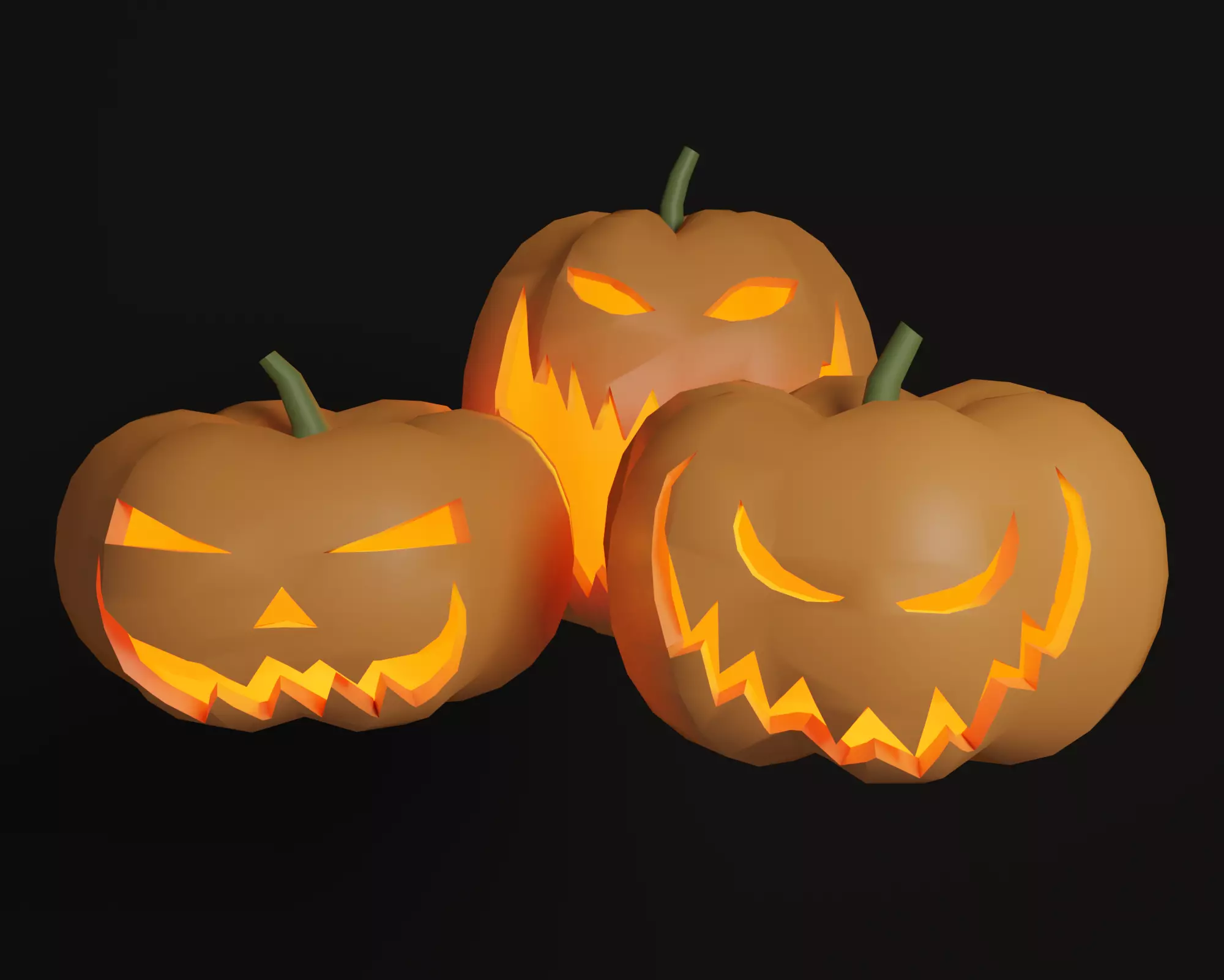 Pumpkins halloween pumpkin Low-poly 3D model_0