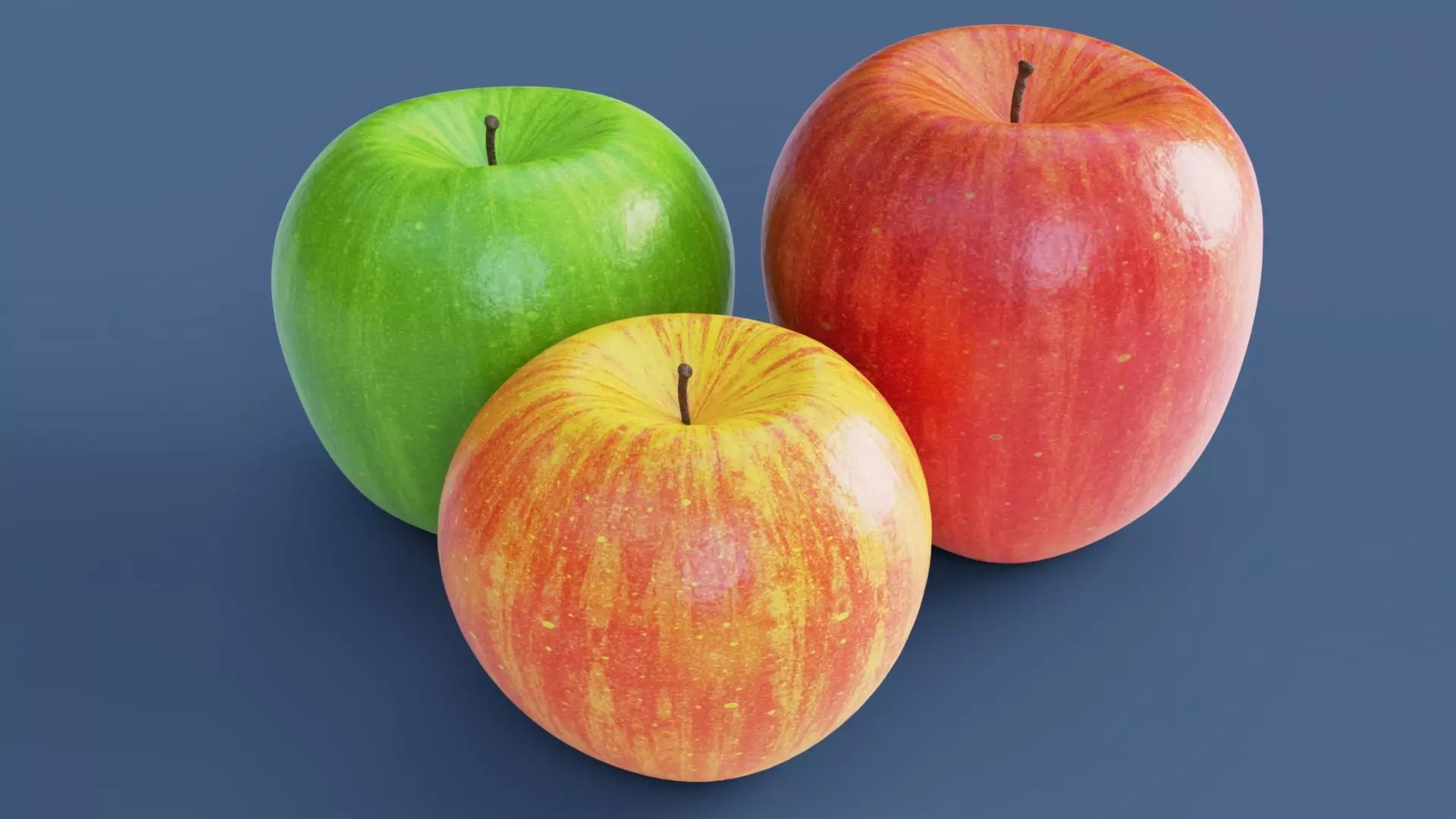 Photorealistic Apples Low-poly 3D model