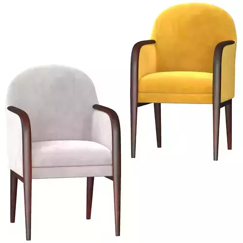 Chair two chairs with upholstered backs and legs 3D model