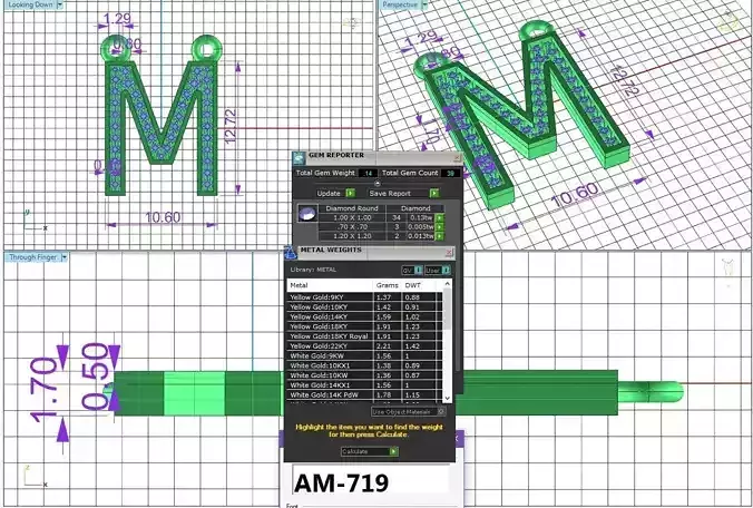 M PENDANT with DIAMONDS