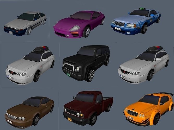 car 3d model orange Low-poly 3D model