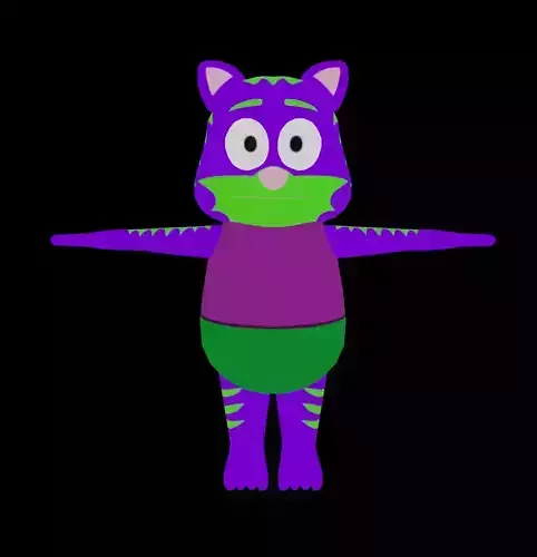 Cartoon Cat 3D Rigged Model