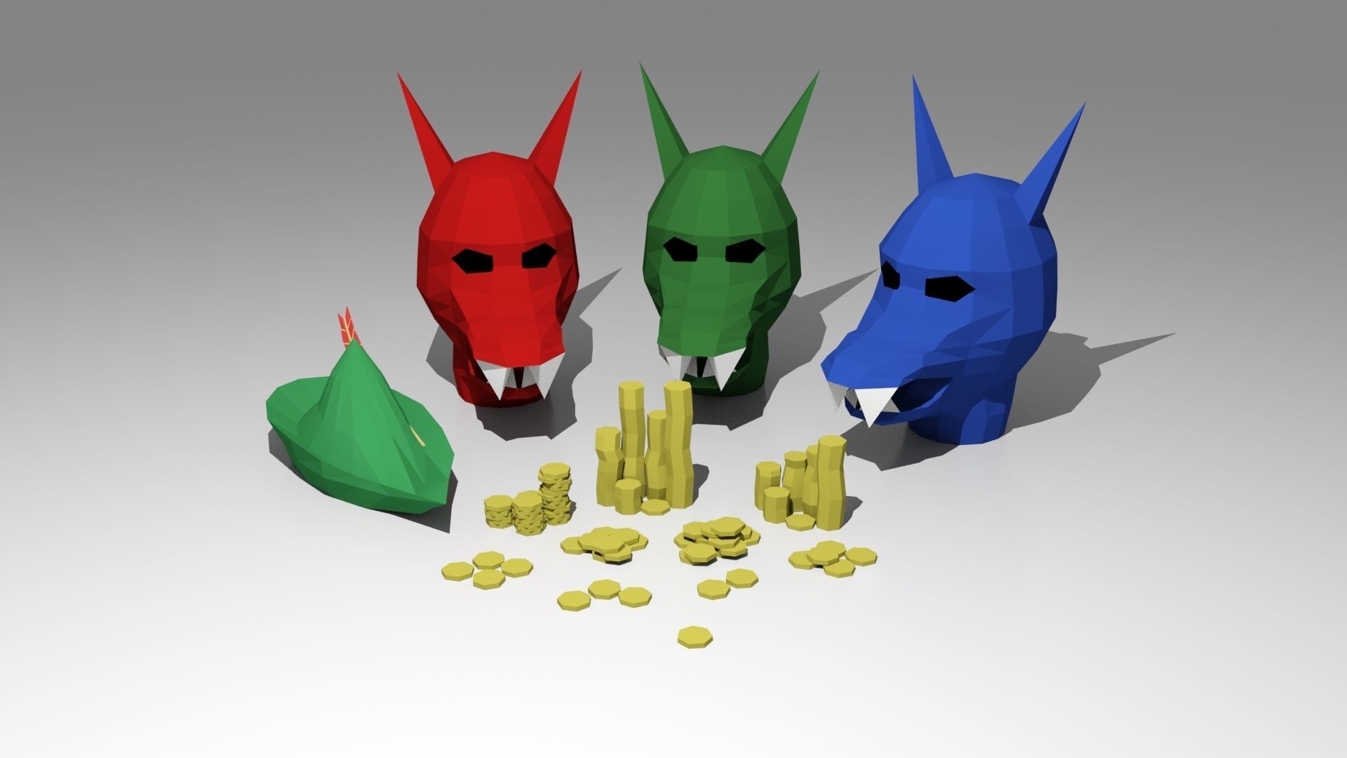 Runescape Coins Robin Hat And Halloween Mask Keychains 3D print model_2