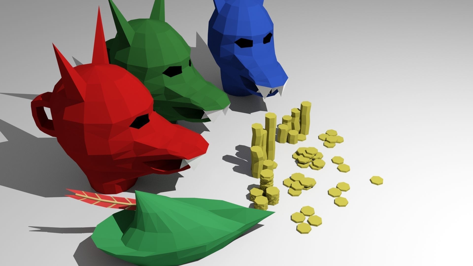 Runescape Coins Robin Hat And Halloween Mask Keychains 3D print model_4