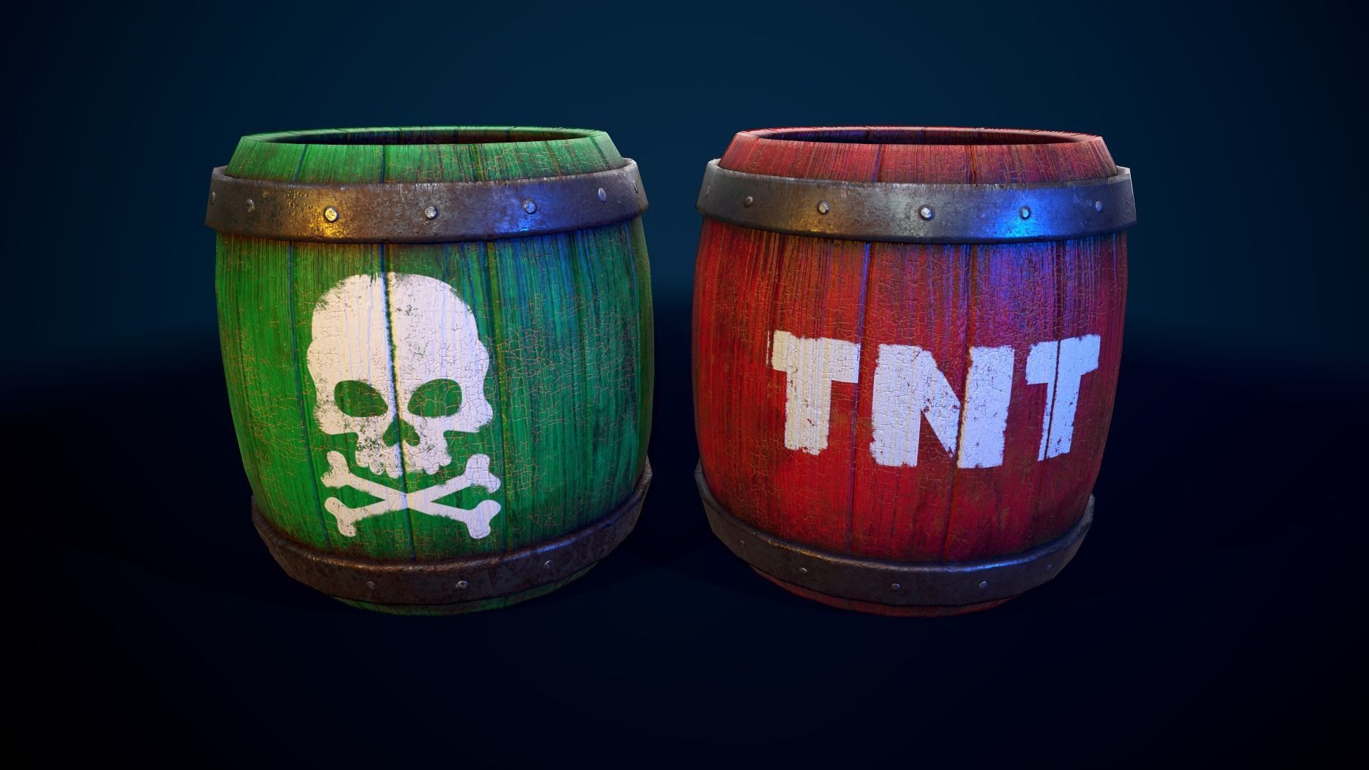 Poison and Dynamite Barrels Low-poly 3D model_1