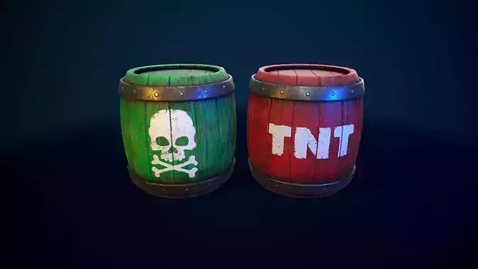 Poison and Dynamite Barrels Low-poly 3D model