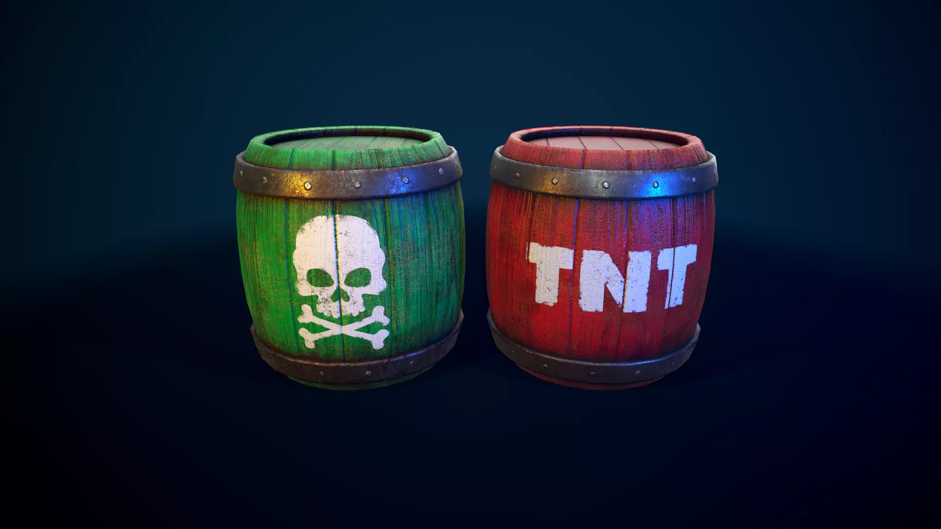 Poison and Dynamite Barrels Low-poly 3D model_0