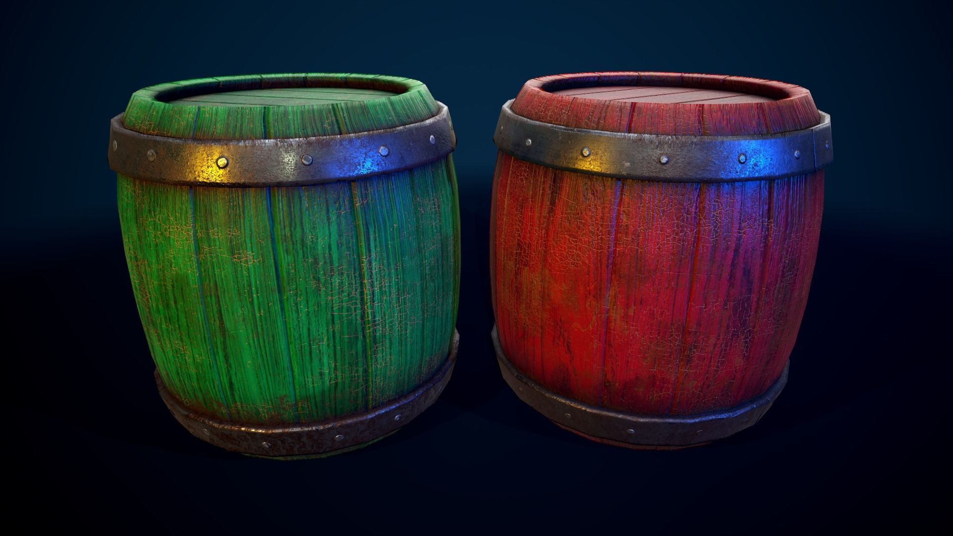 Poison and Dynamite Barrels Low-poly 3D model_2