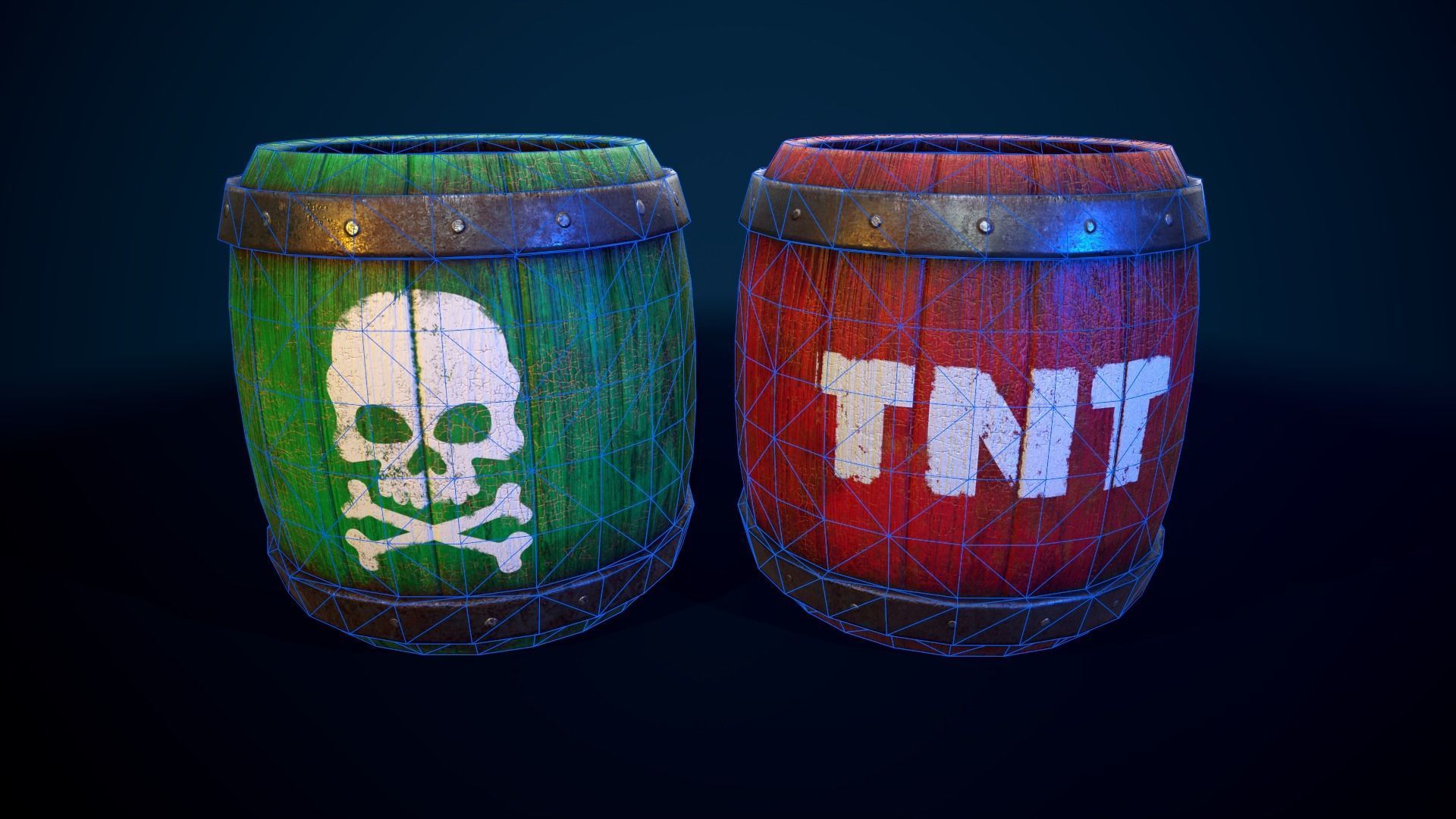 Poison and Dynamite Barrels Low-poly 3D model_3