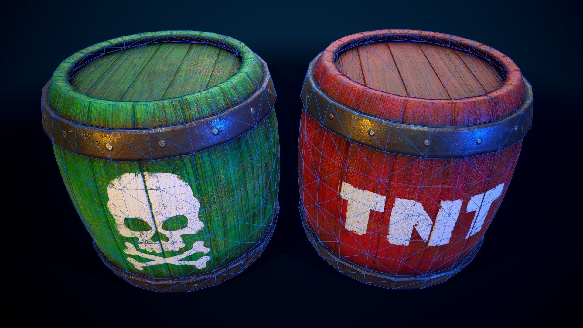Poison and Dynamite Barrels Low-poly 3D model_5