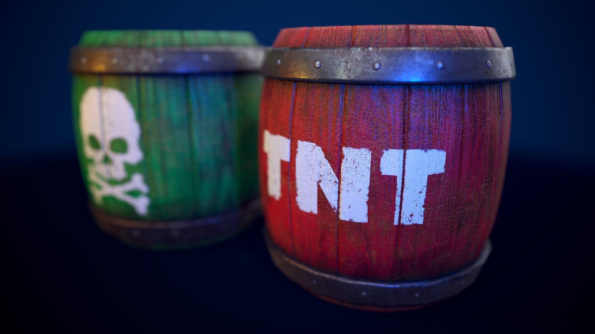 Poison and Dynamite Barrels Low-poly 3D model_6