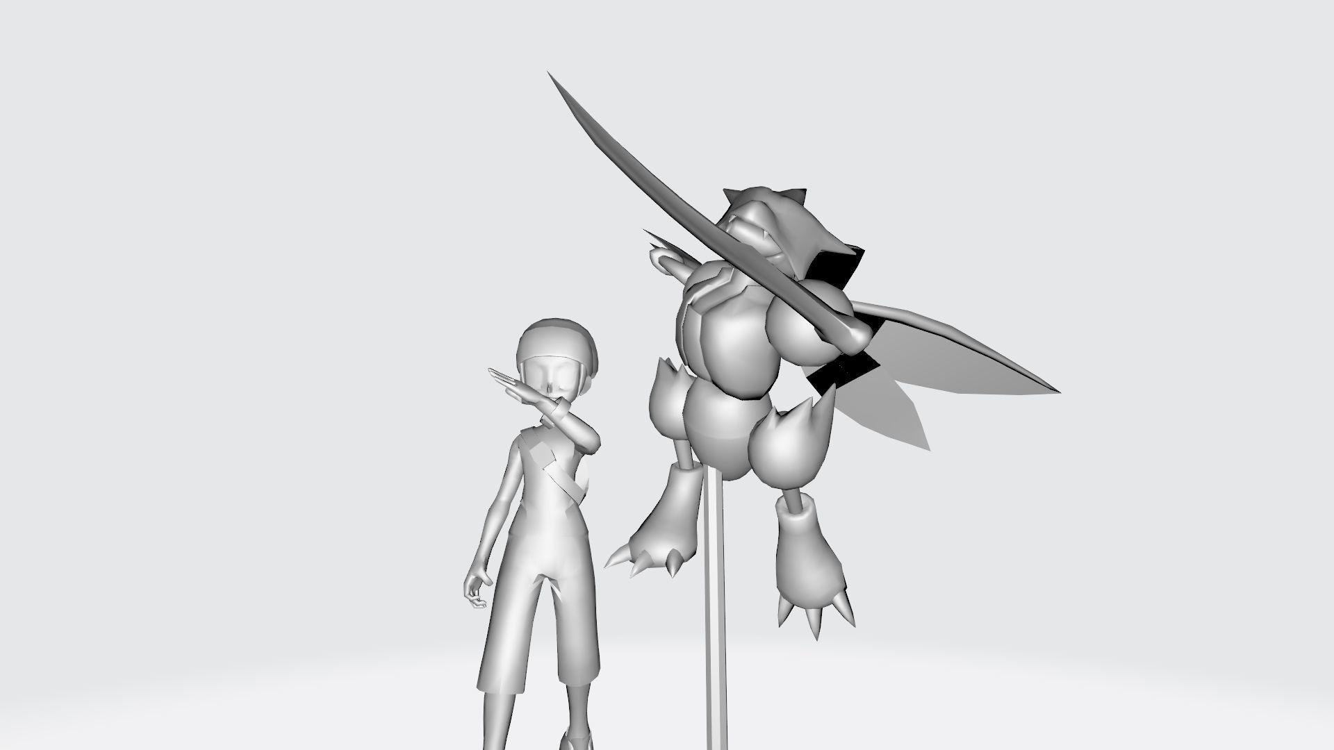 trainer and Scyther 3D print model_7