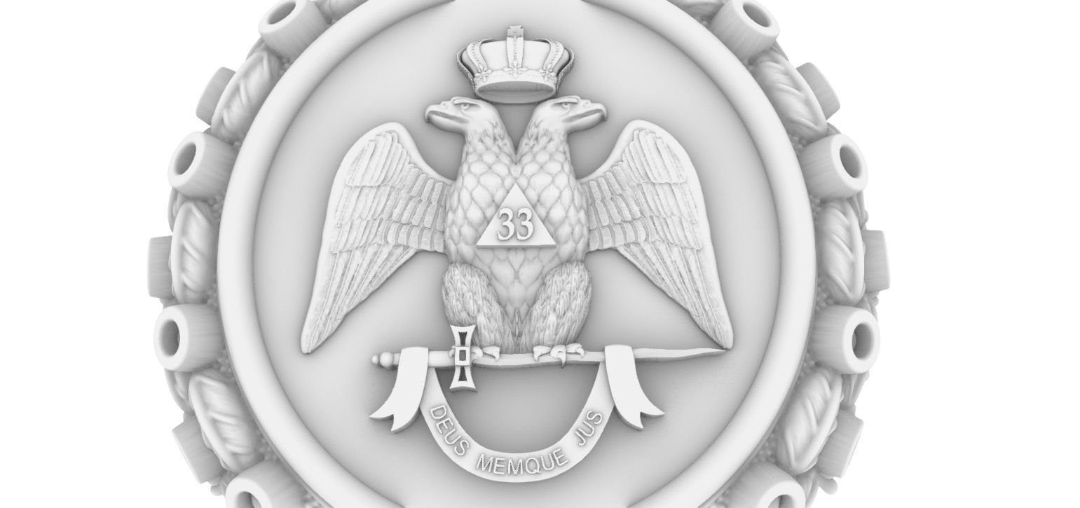 Masonic Double Eagle Ring 3D print model_2