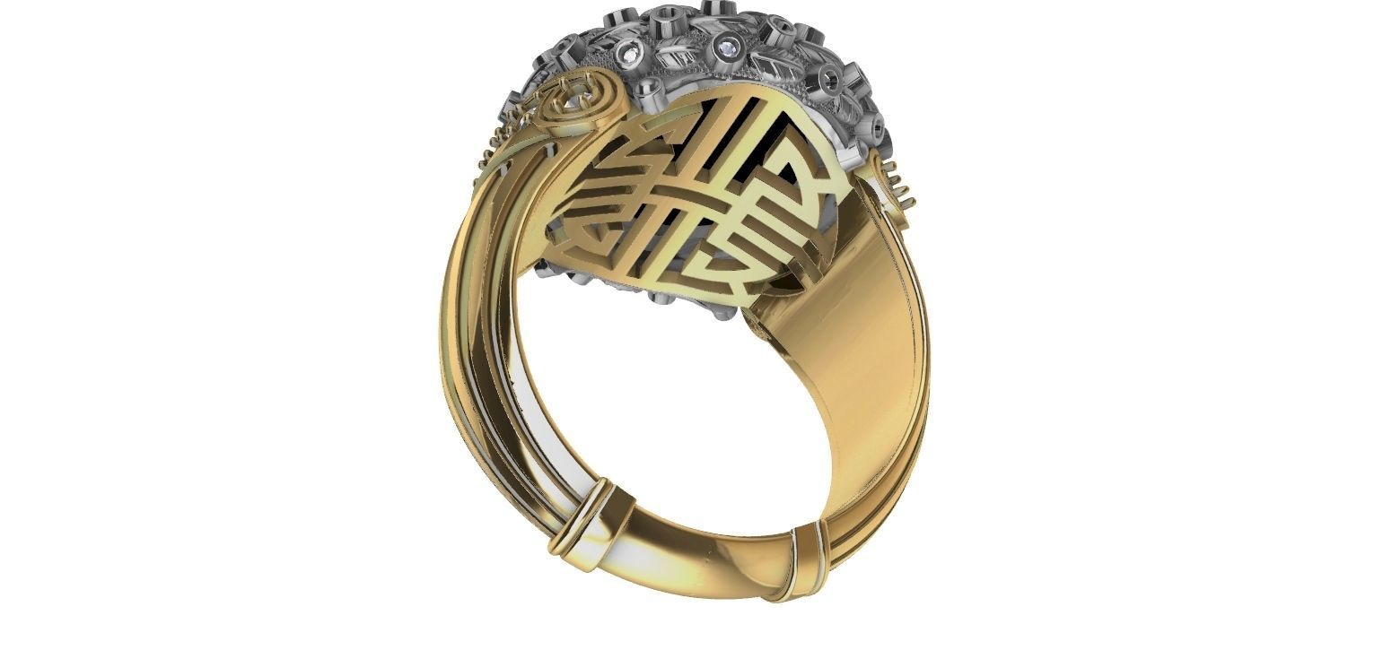 Masonic Double Eagle Ring 3D print model_15