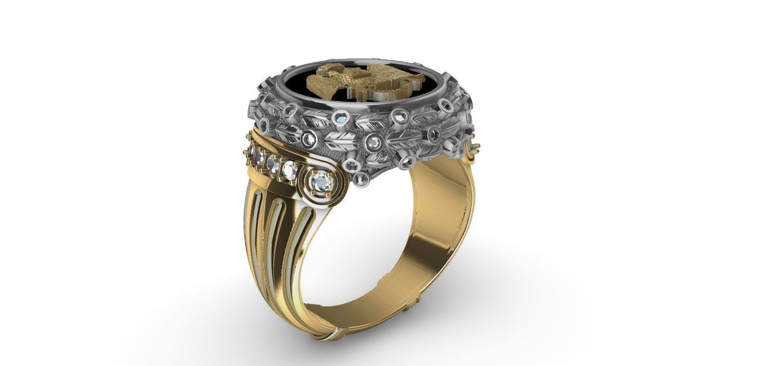 Masonic Double Eagle Ring 3D print model_11