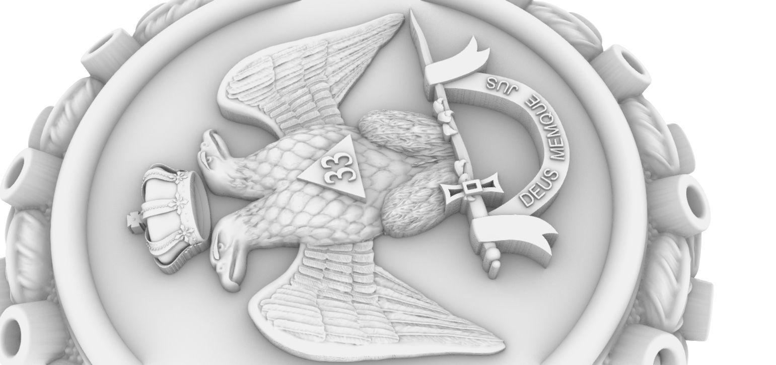 Masonic Double Eagle Ring 3D print model_3