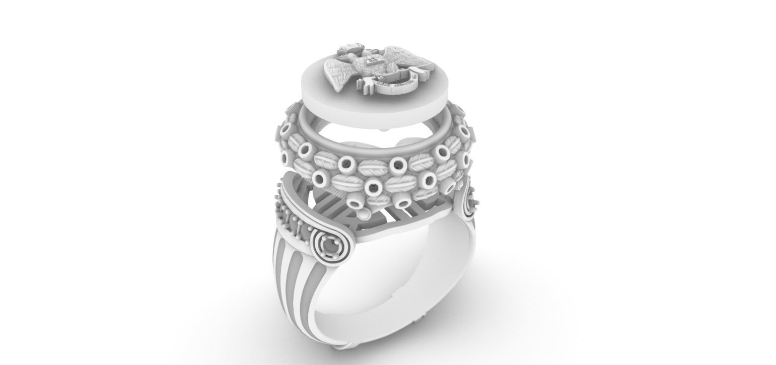 Masonic Double Eagle Ring 3D print model_6
