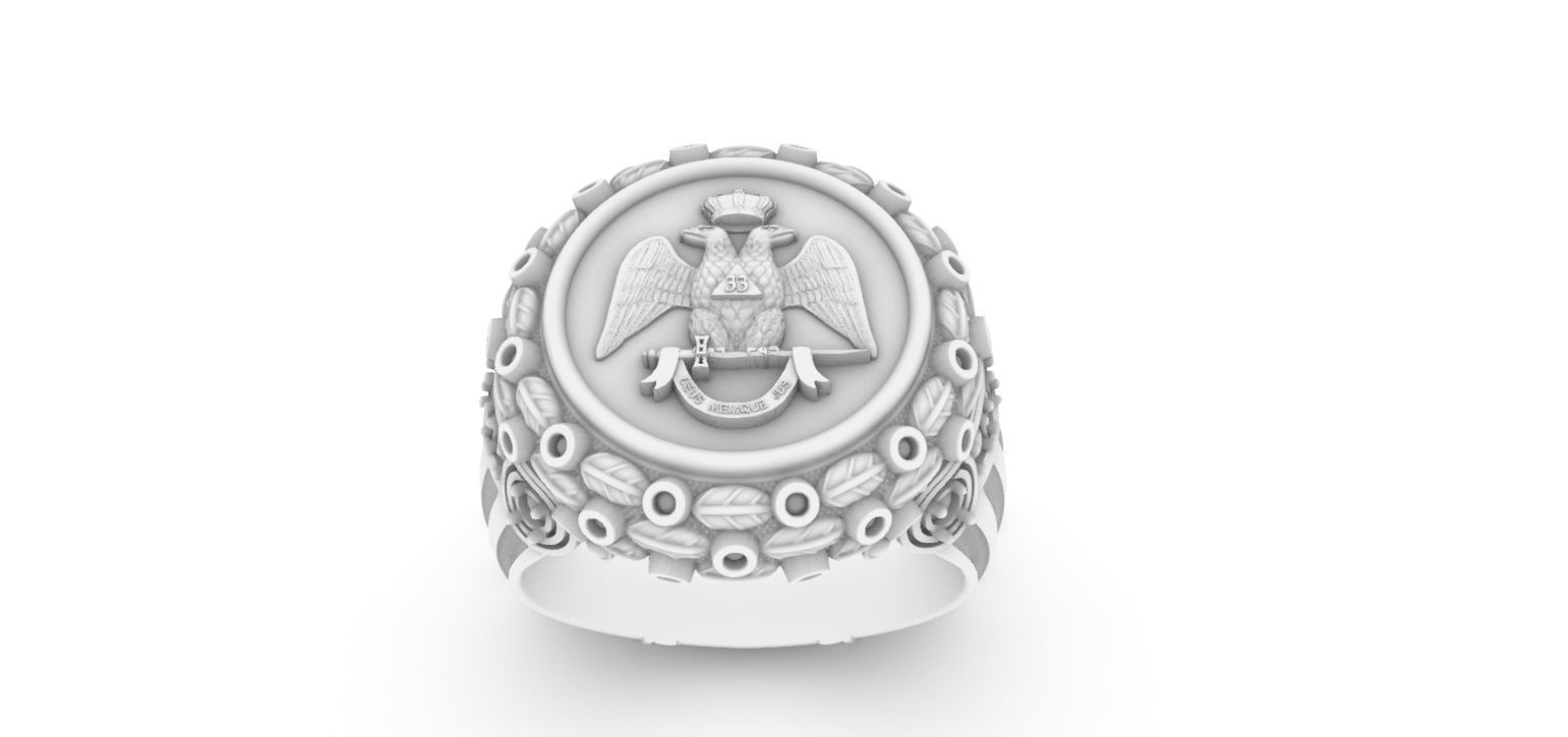 Masonic Double Eagle Ring 3D print model_1