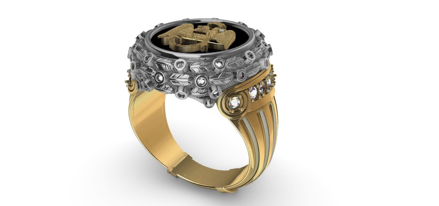 Masonic Double Eagle Ring 3D print model_12