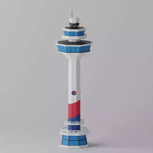 Cartoon Seoul Gimpo Airport Control Tower Korea Low-poly 3D model