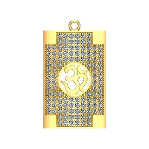 088 - Gents Om Pendant with Micro setting