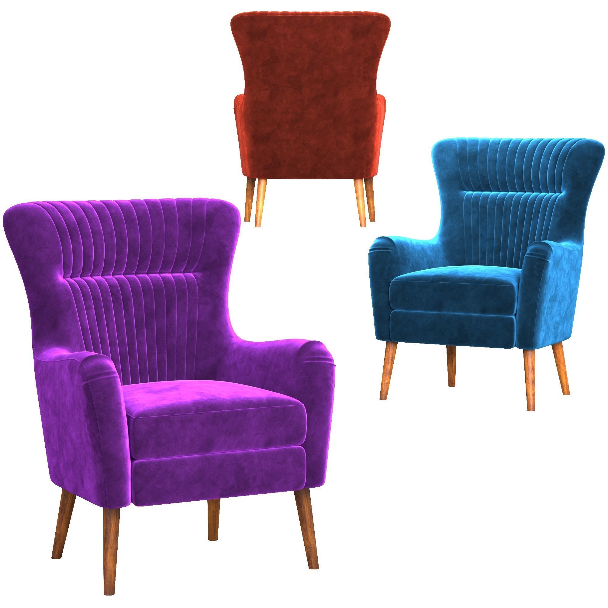 Chair armchair velvet 3D model_3
