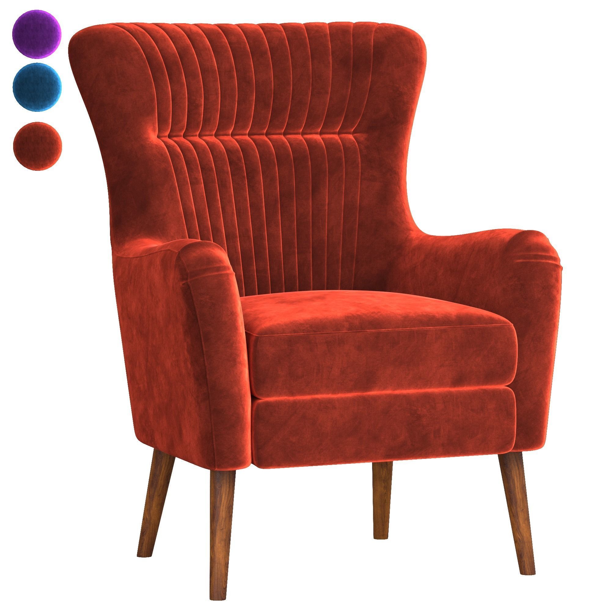 Chair armchair velvet 3D model_2