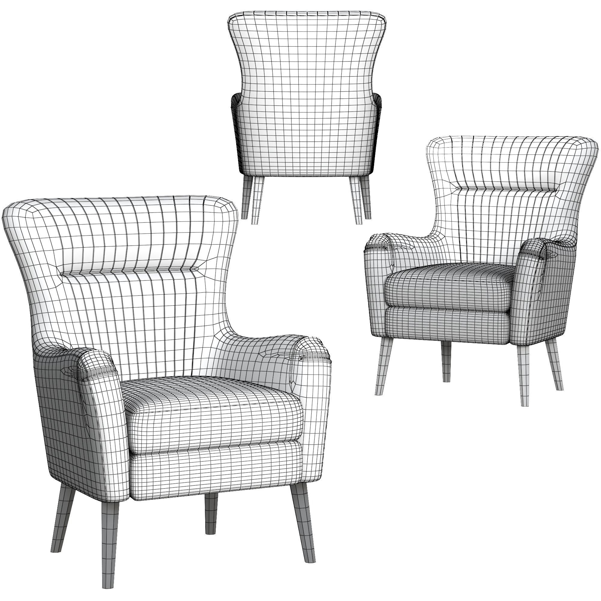 Chair armchair velvet 3D model_5