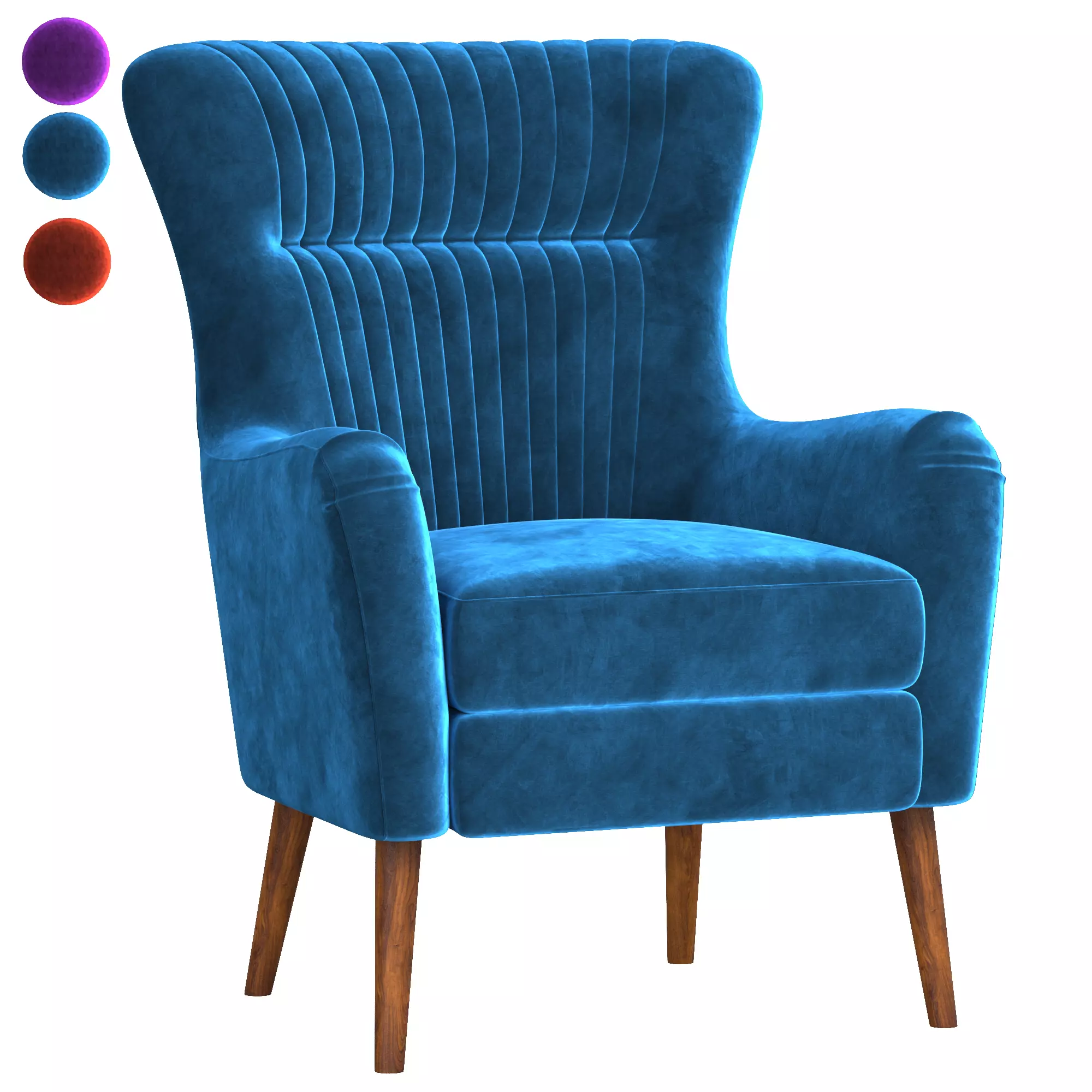 Chair armchair velvet 3D model_0