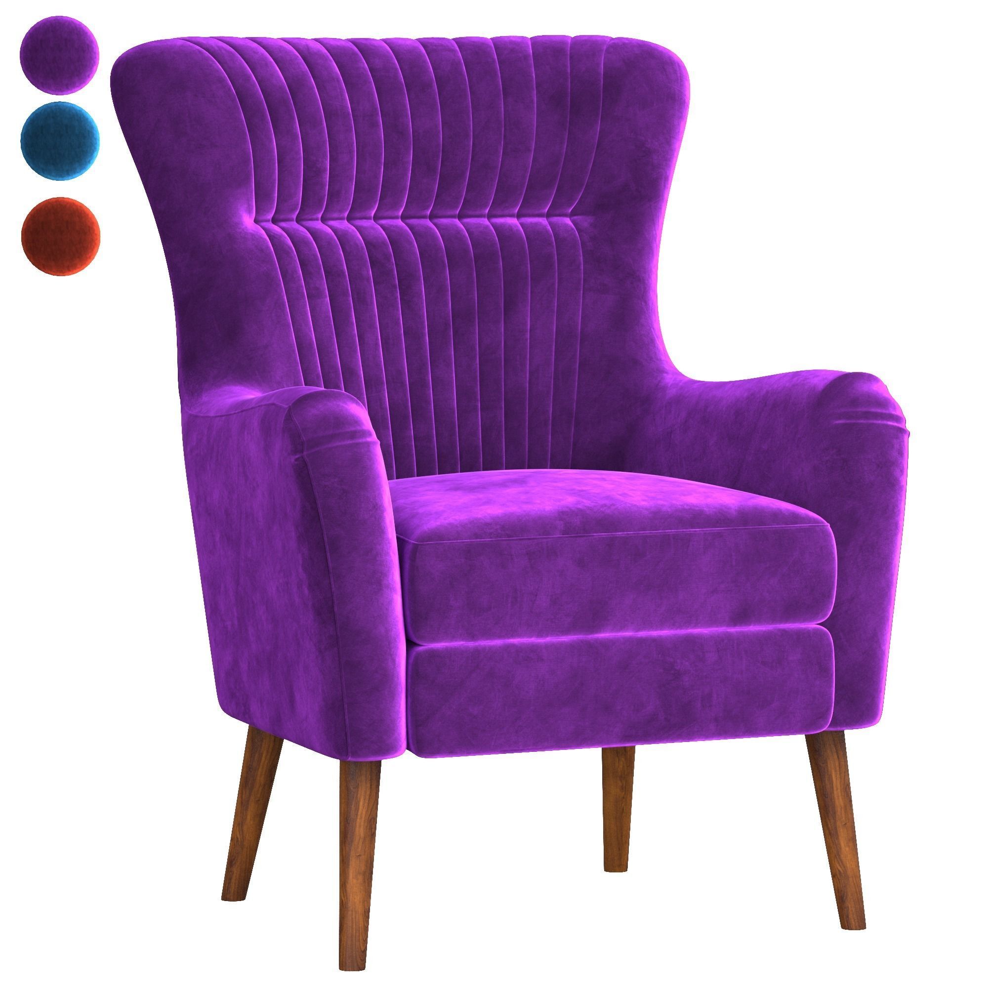 Chair armchair velvet 3D model_1