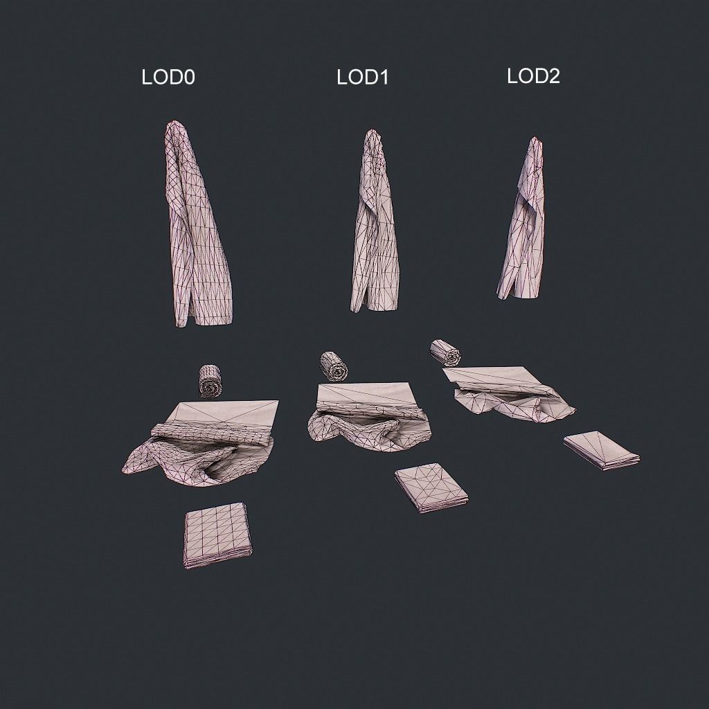 Towels Clean Low-poly 3D model_15