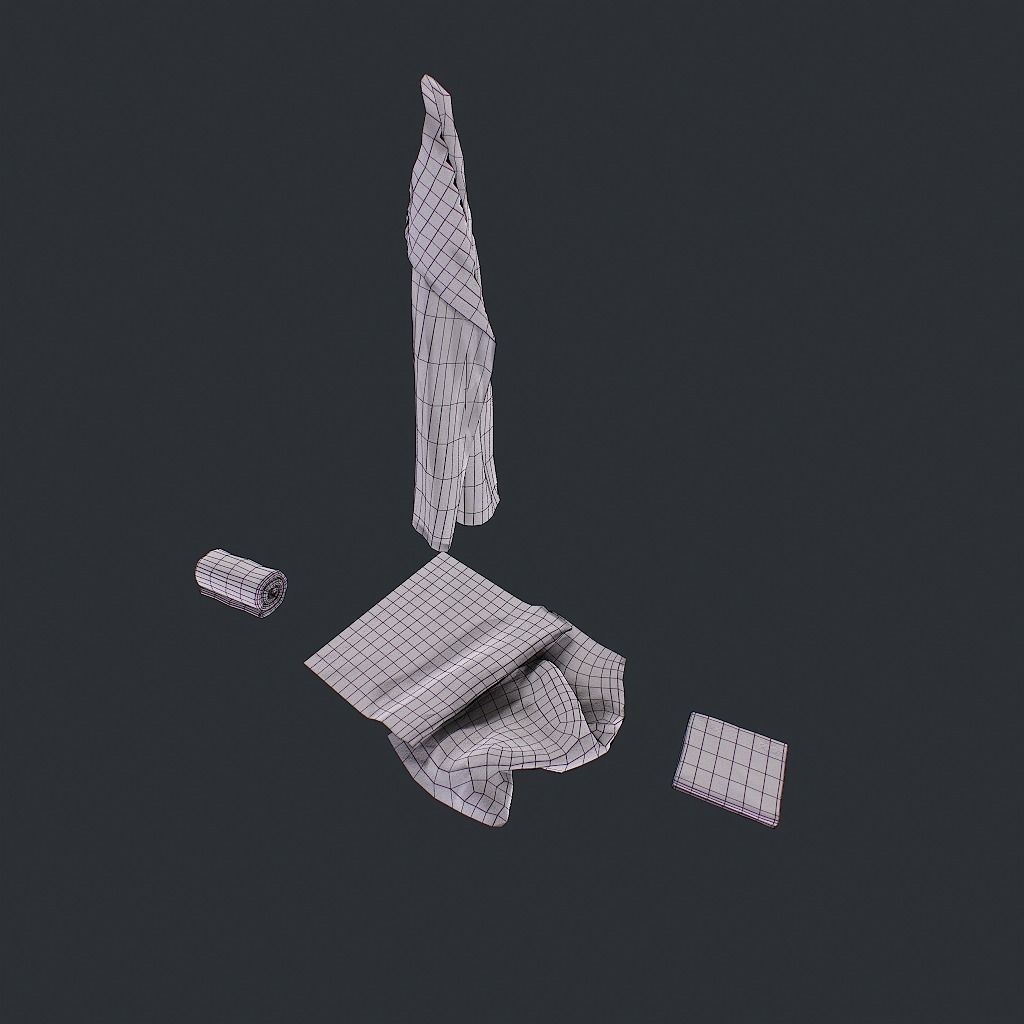 Towels Dirty Low-poly 3D model_16