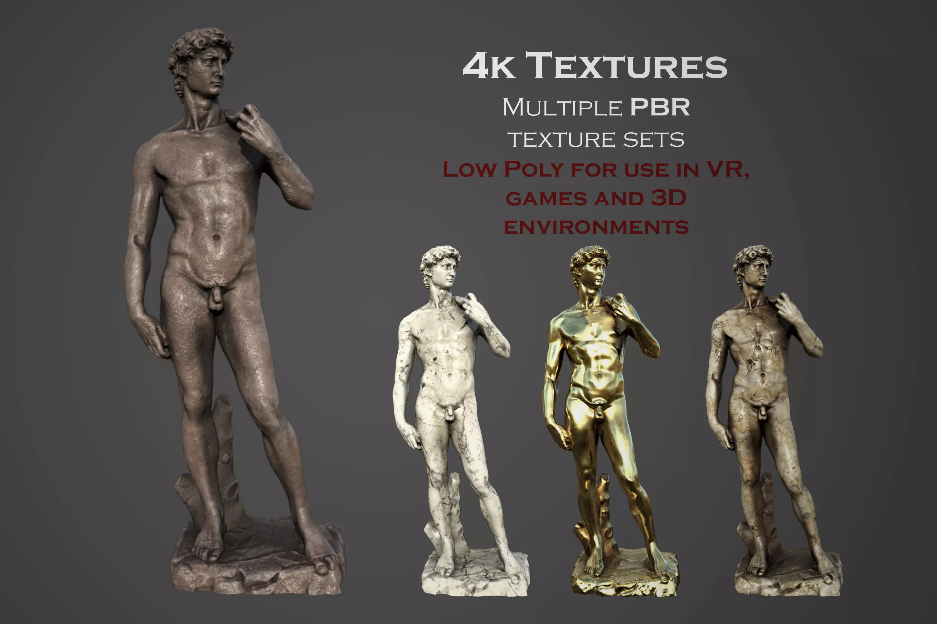 Statue of David Low-poly 3D model