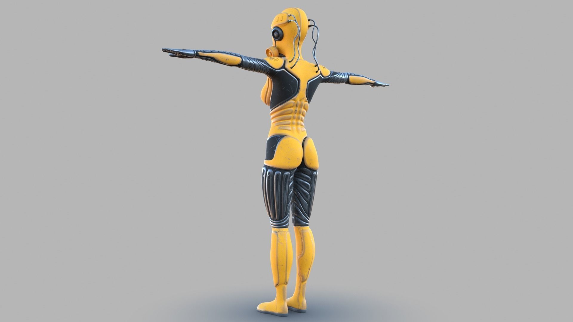 Sci fi female Low-poly 3D model_12