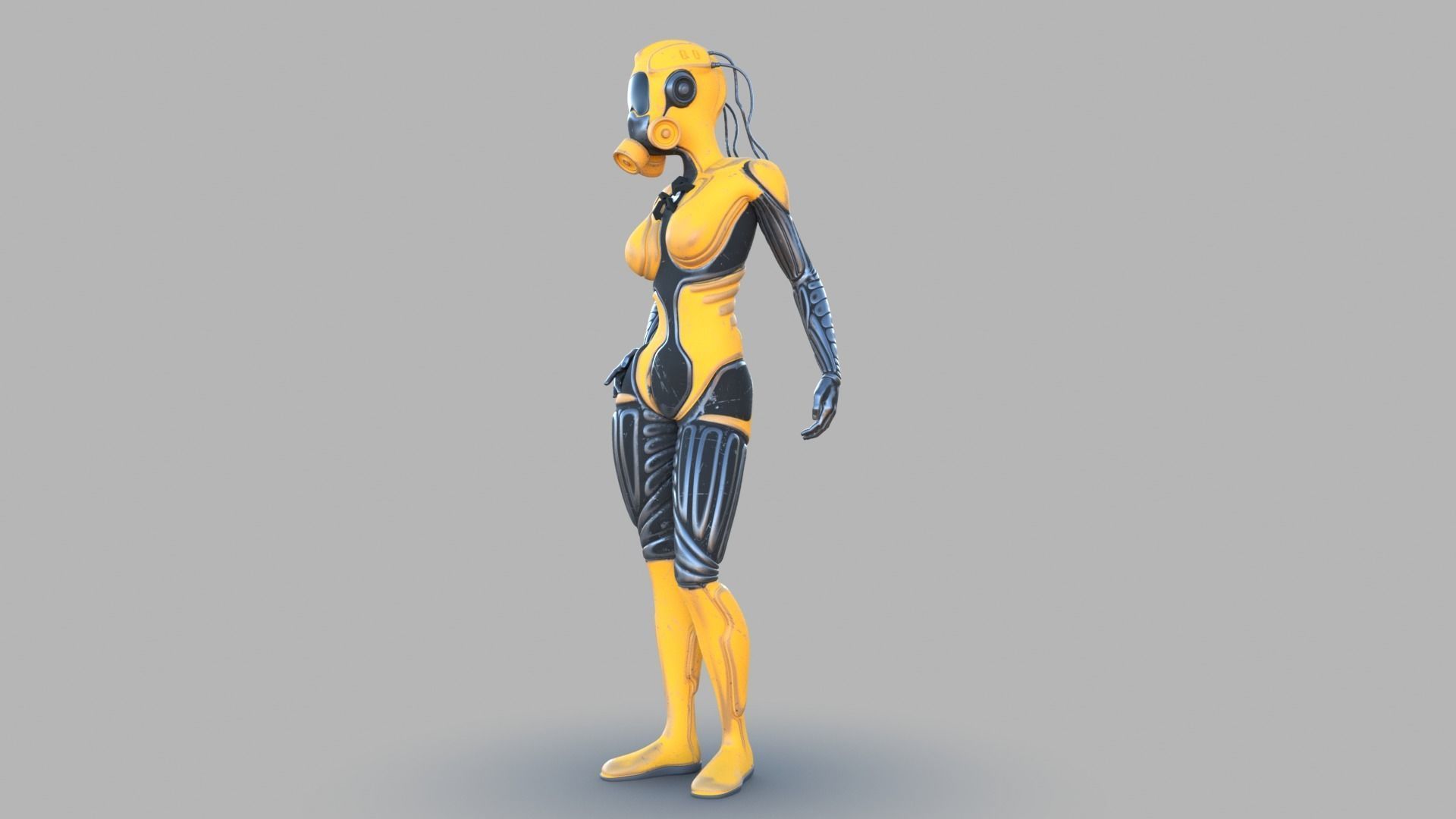 Sci fi female Low-poly 3D model_5